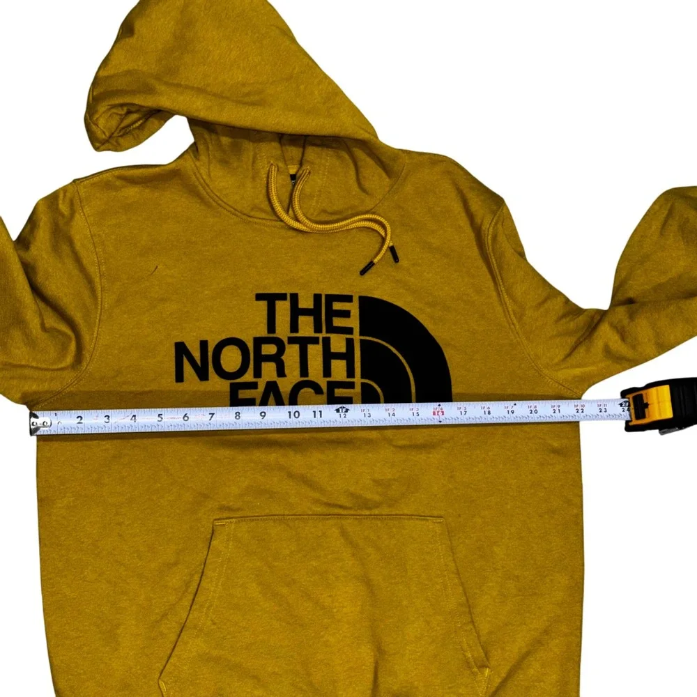 The‎ North Face Yellow Hoodie Sweatshirt Men's Size M Logo Pullover Casual Flaw